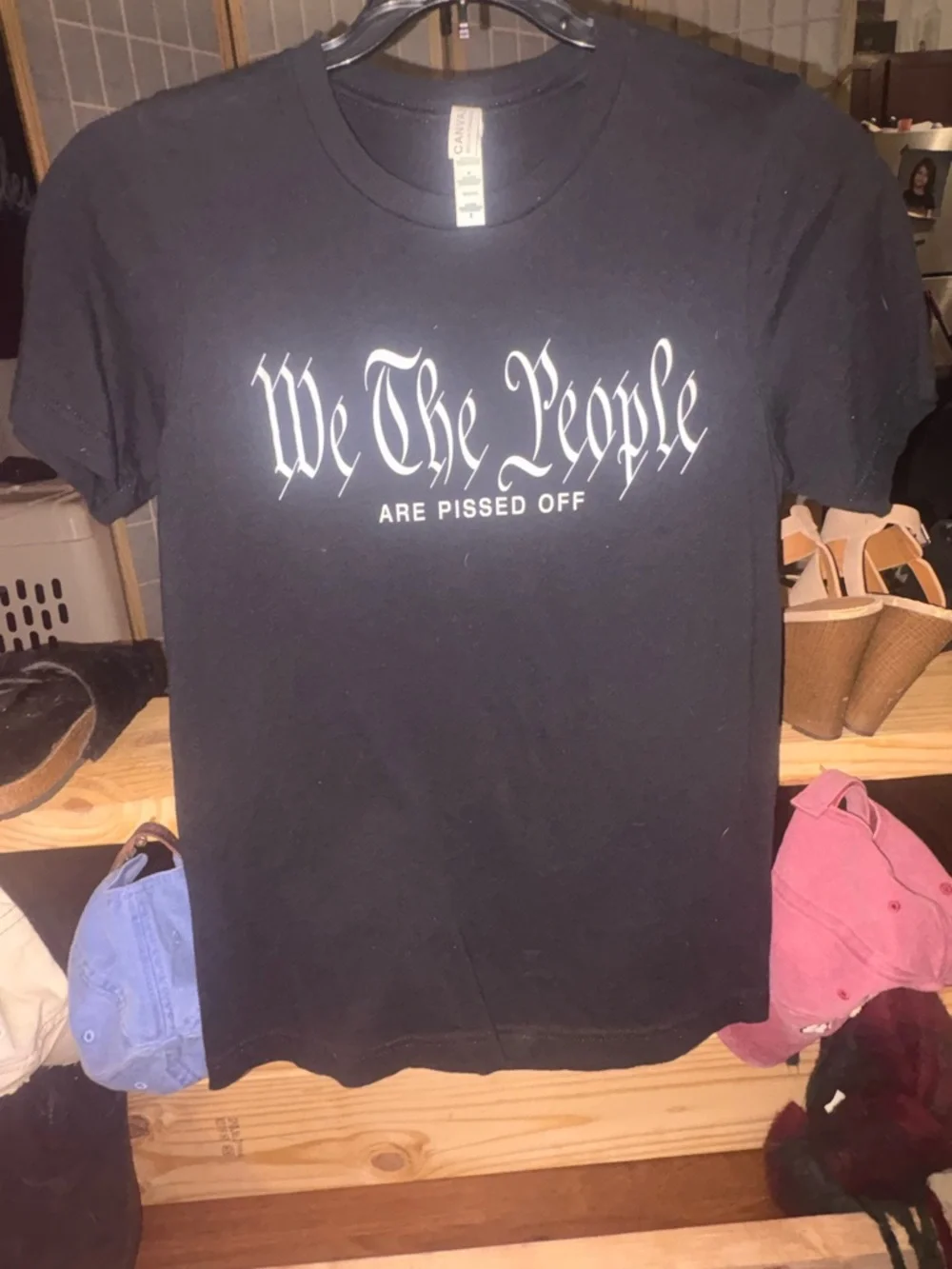 Bella Canvas Black Tee with White Gothic Text - Picture 1 of 2